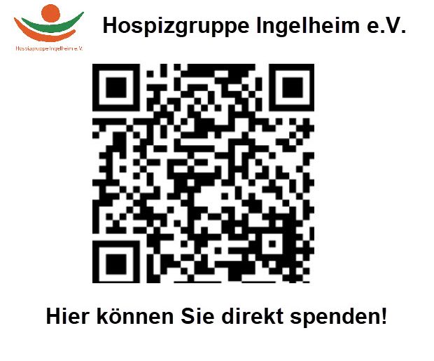 Spende PayPal QR-Code der Hospizgruppe Ingelheim e.V. mit Spendenaufruf.