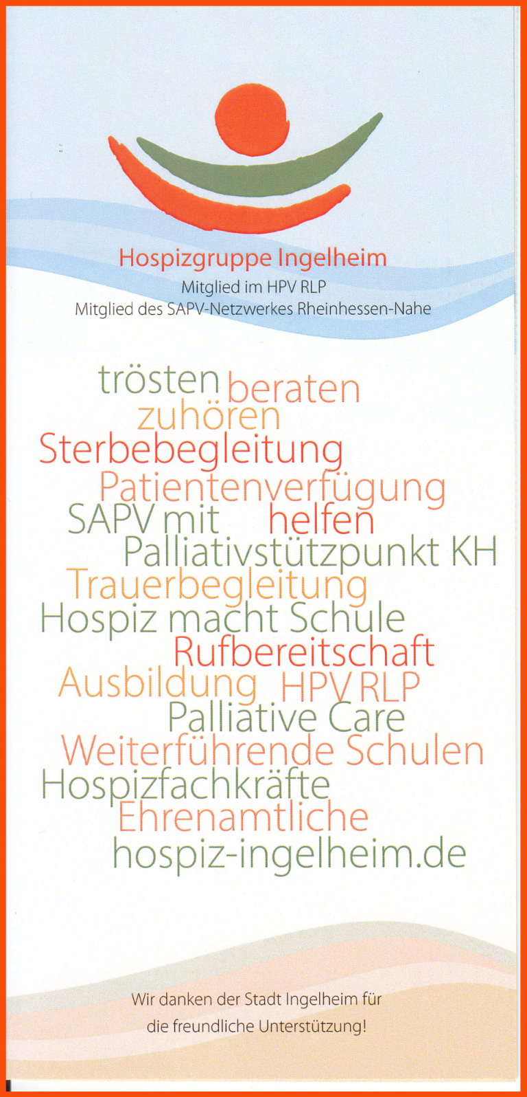 Logo mit einem stilisierten Sonnenmotiv und Kontaktinformationen zu Beratungsdiensten.