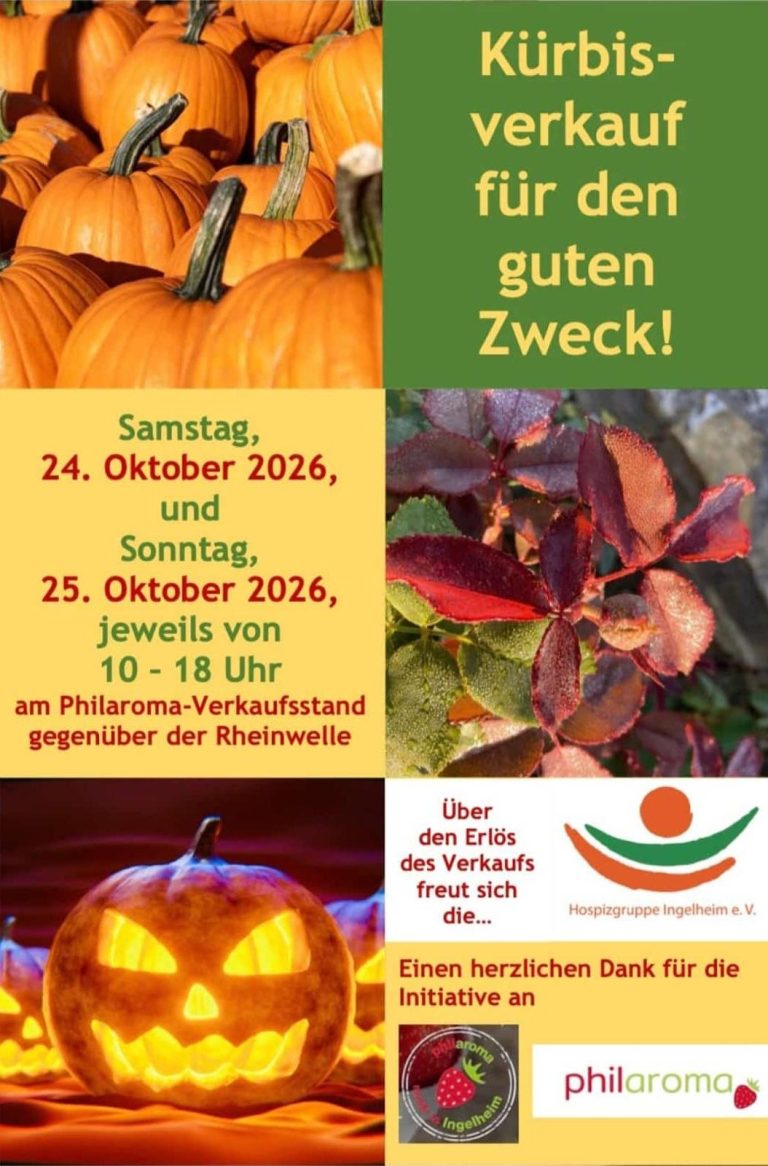 24. und 25. Oktober 2026 Kürbisverkauf für den guten Zweck! Plakat Kürbisverkauf mit leuchtenden Kürbis